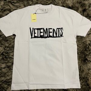 Vetements White and Black Logo T-Shirt